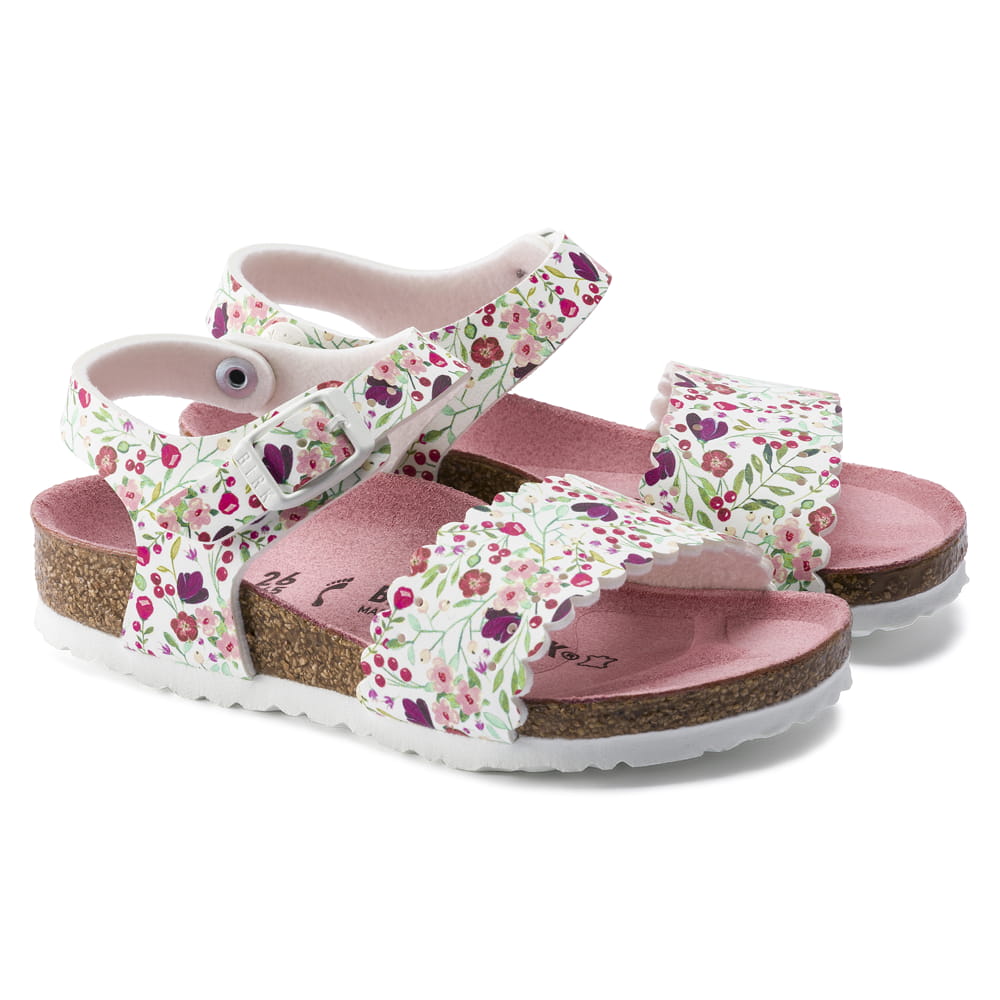 Birkenstock Meadow Flowers White Mila Kids Birko-Flor Detail Pair
