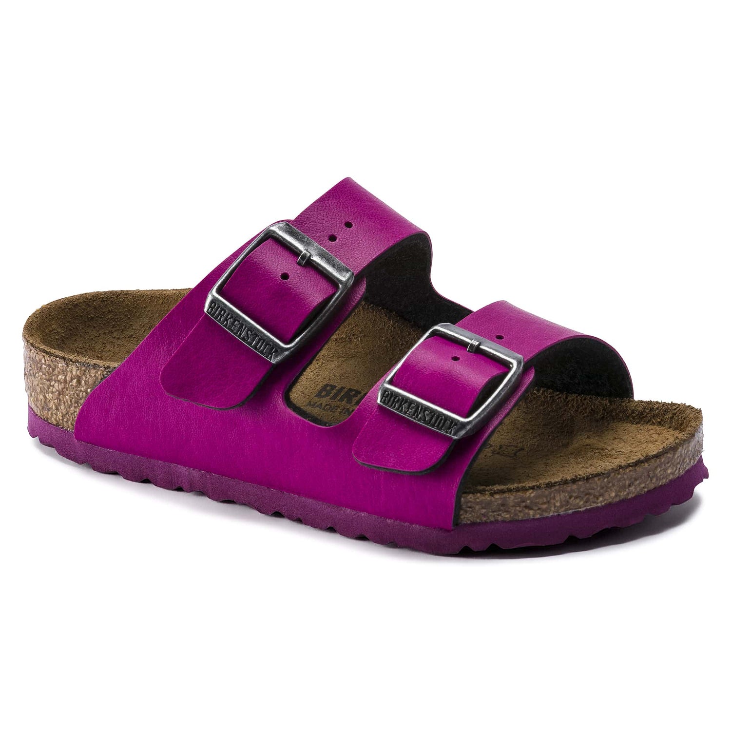 Birkenstock Pink Arizona Kids Birko-Flor Sandal Right pair view