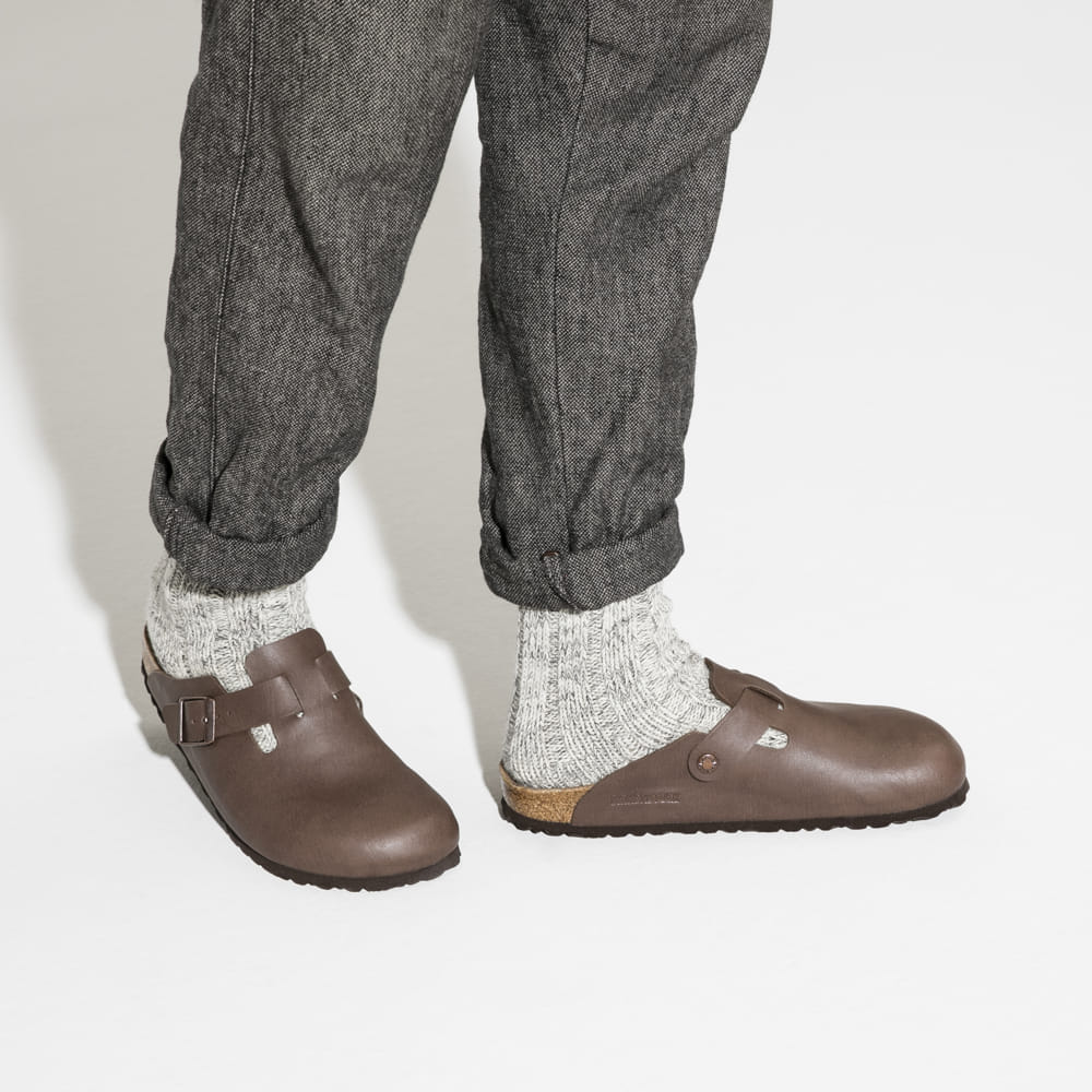 Birkenstock Brown Boston Birko-Flor Clog closeup