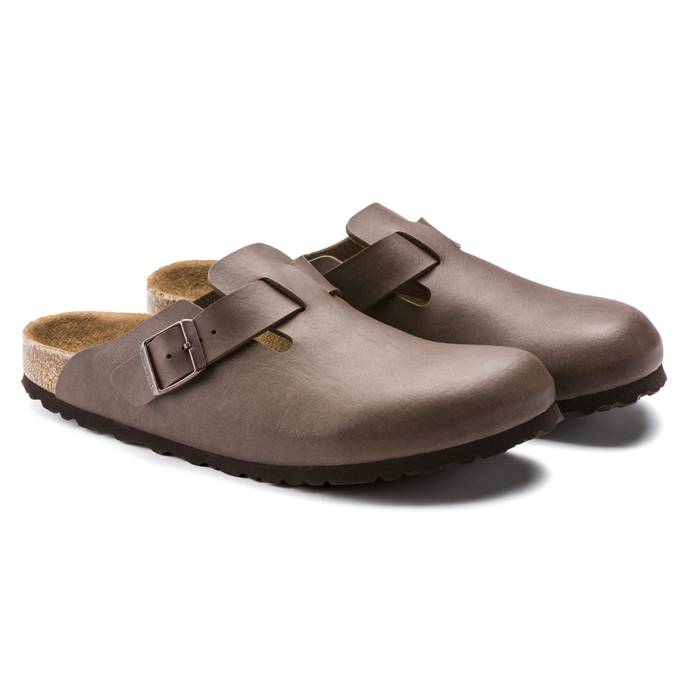 Birkenstock Brown Boston Birko-Flor Clog pair look