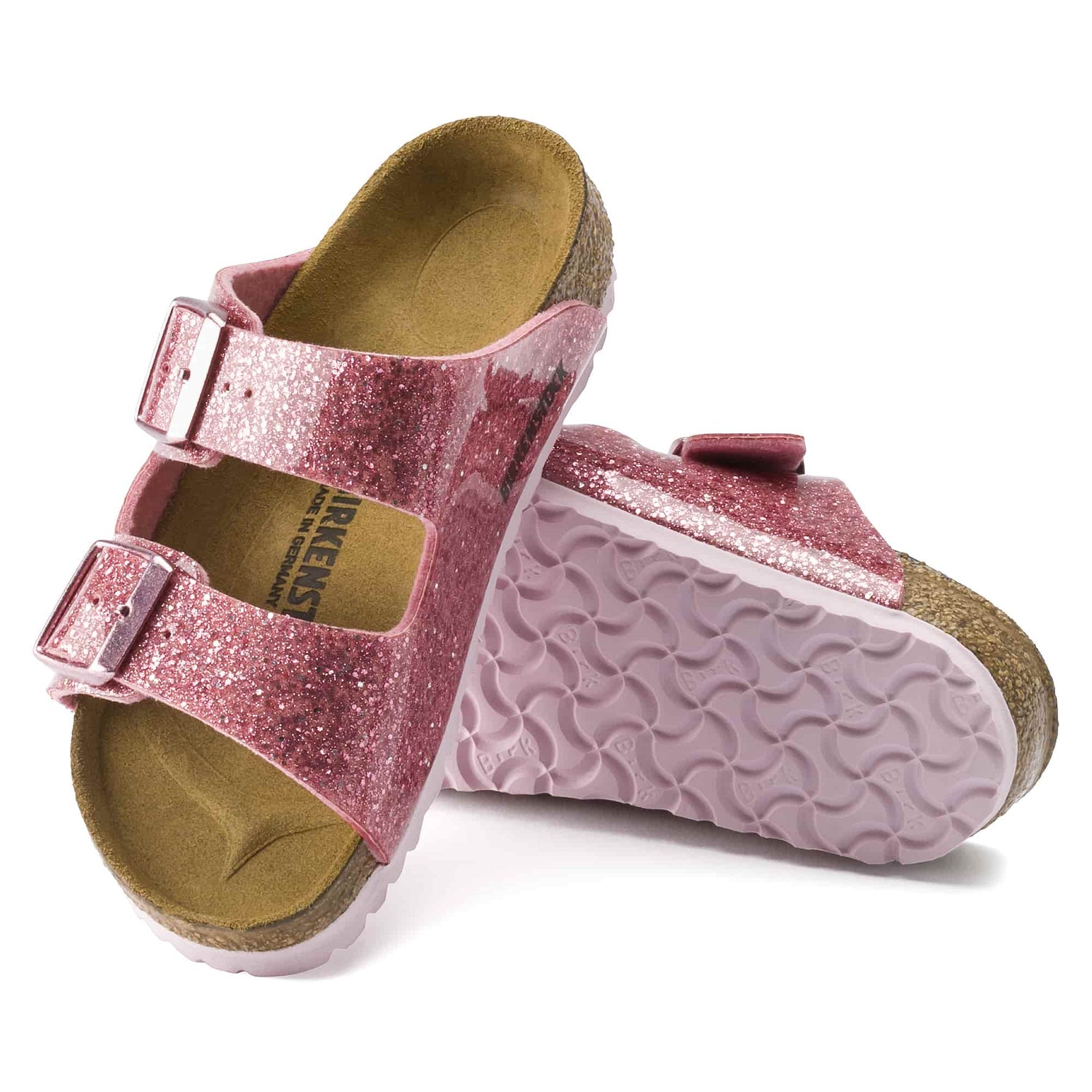 Birkenstock Cosmic Sparkle Old Rose Arizona Kids Birko-Flor sole view
