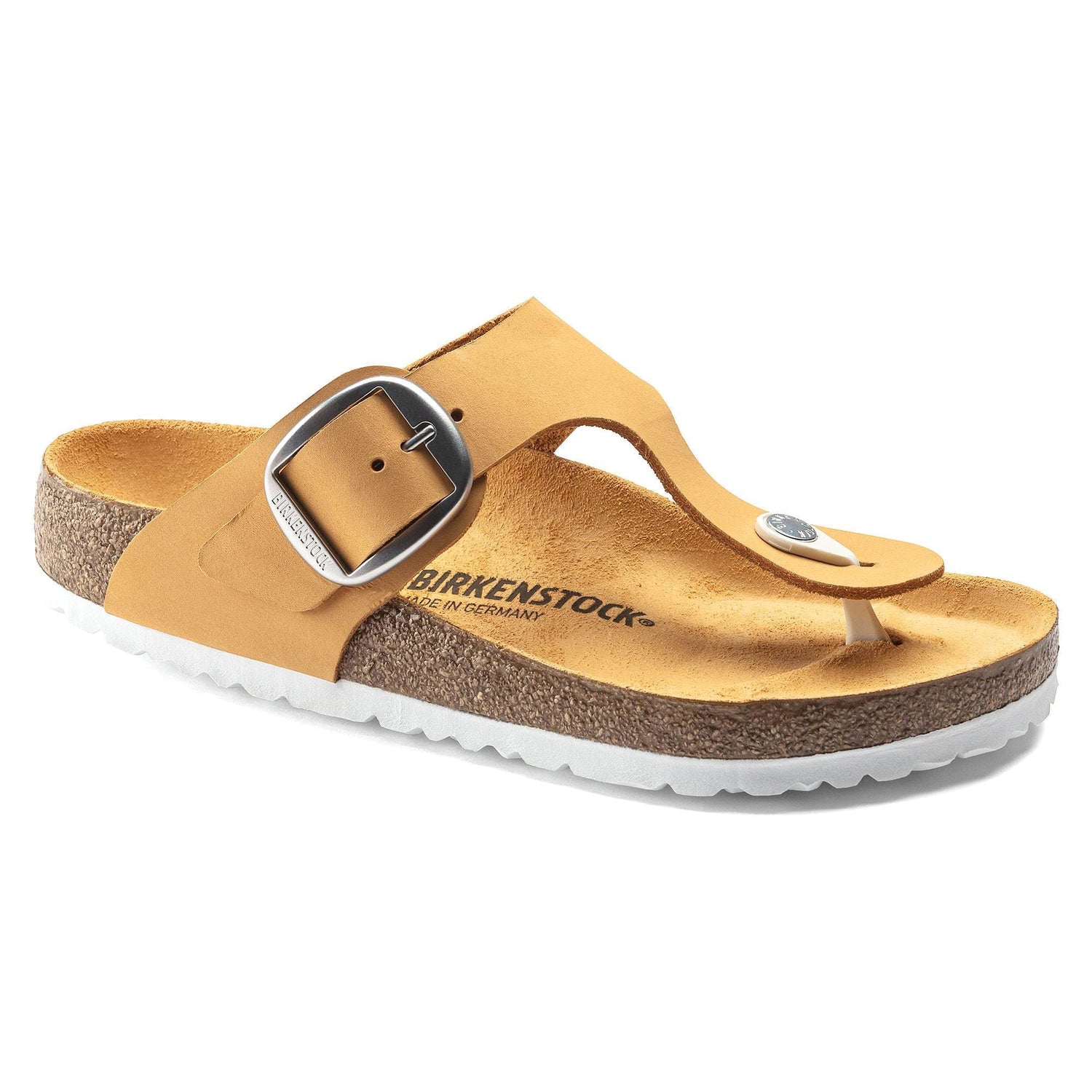 BIRKENSTOCK Gizeh Big Buckle Nubuck Leather Apricot Sandals  