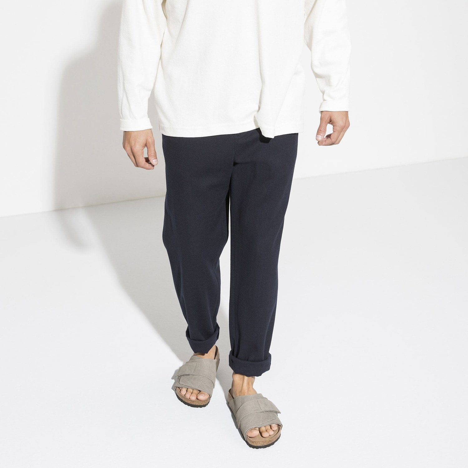 Birkenstock Gray/Desert Buck Whale Gray Kyoto Soft Footbed Nubuck Leather footbed Sandal Front look